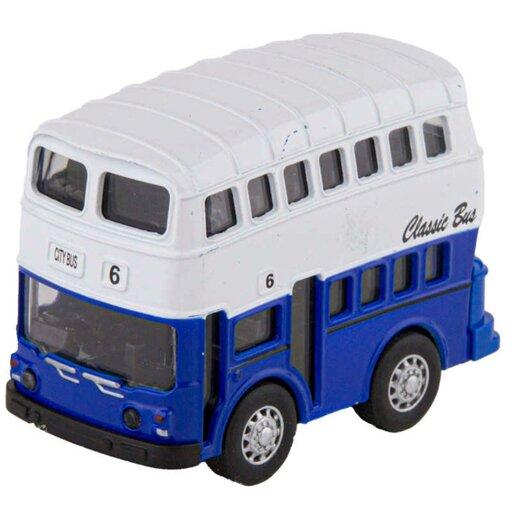 ماشین بازی مدل فلزی اتوبوس دو طبقه رنگ آبی