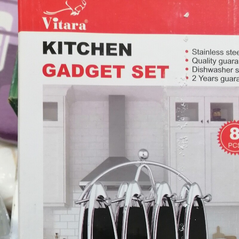 سرویس ابزار آشپزخانه ویترا مشکی 8 پارچه تمام استیل 