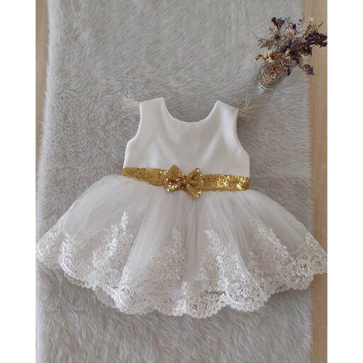 پیراهن دخترانه و لباس عروس بچگانه دانتل(مزون دوز  آستر دوزی) سایز  1 تا 12 سال کد 009
