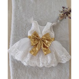 پیراهن دخترانه و لباس عروس بچگانه دانتل(مزون دوز  آستر دوزی) سایز  1 تا 12 سال کد 009