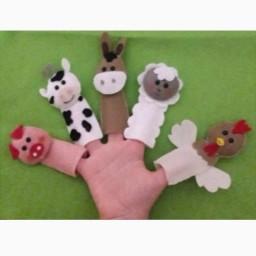 عروسک انگشتی دستدوز طرح حیوانات اهلی پک 5 تایی