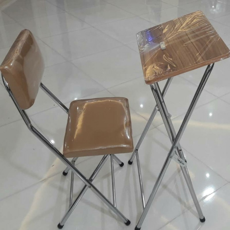 میز و صندلی نماز تاشو گردویی کد 5 (پایه استیل)