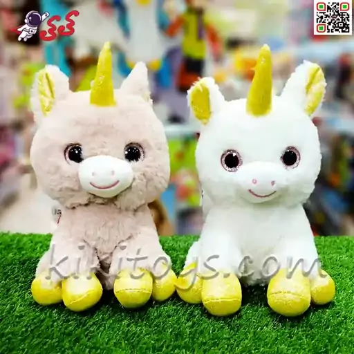 عروسک پولیشی اسب تک شاخ و یونیکورن چشم تیله ای 25 سانتیمتر Plush toys unicorn