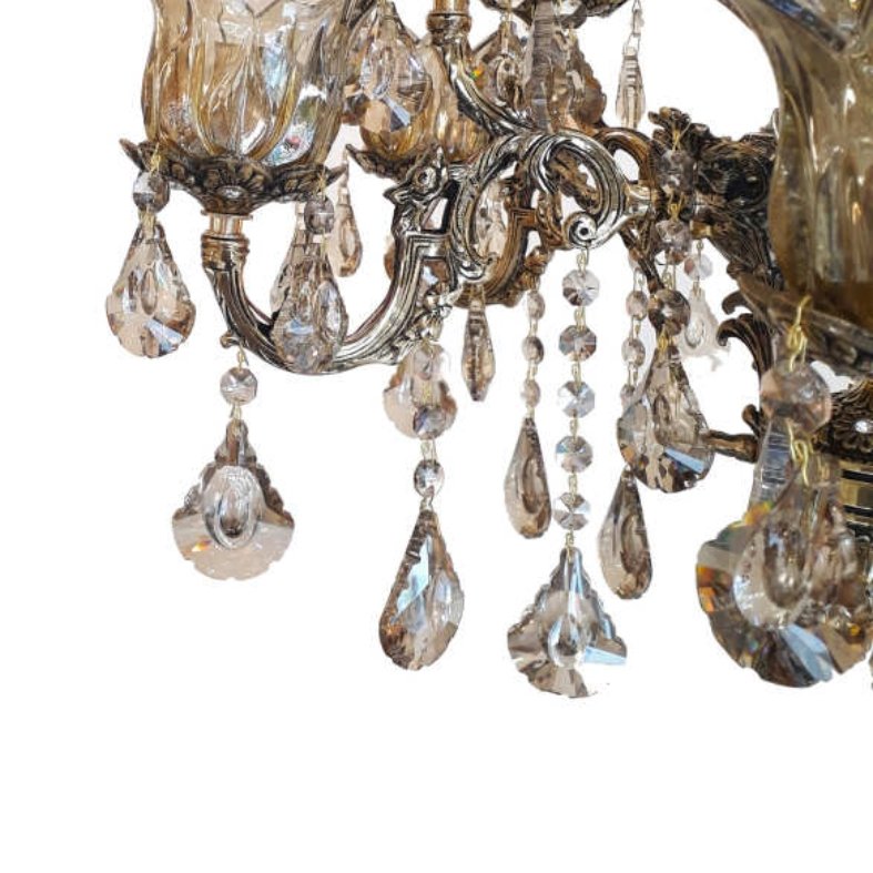 کریستال آویز لوستر مدل شصتی بزرگ برنز بسته 5عددی