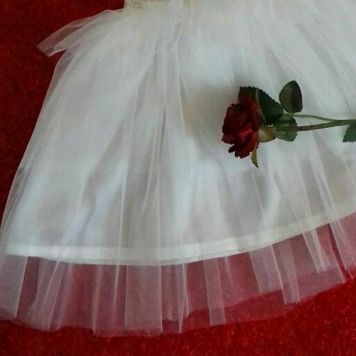پیراهن مجلسی نوزاد لباس عروس نوزادی دخترانه بادامن طبقه ای سه لایه