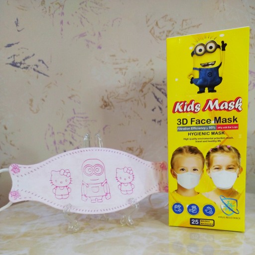 ماسک سه بعدی کودک طرح دخترانه ( بسته 25 عددی)  ارسال رایگان