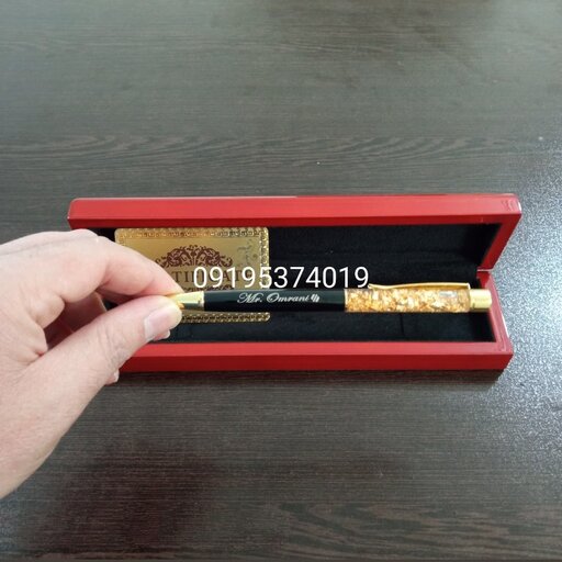 خودکار روکش طلا با جعبه چوبی ارجینال و شناسنامه اصالت کالا 