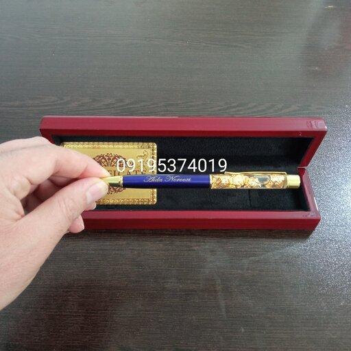 خودکار روکش طلا در رنگبندی مختلف همراه با جعبه چوبی و شناسنامه 