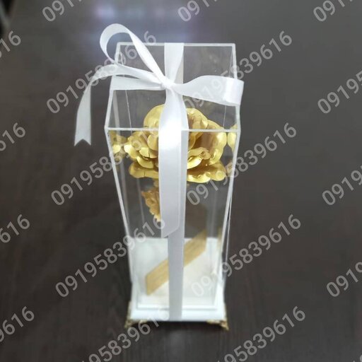 گل روکش طلا با شناسنامه و باکس رومیزی بهمراه حک اسم و لوگو