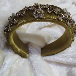 تل حجیم دست ساز  جواهر دوزی شده با سنگ های کریستالی طلایی