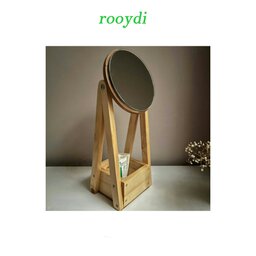 استند آینه رومیزی چوبی رنگ روشن چوب روس 