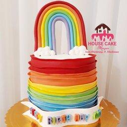کیک تولد فوندانت رنگین کمانی