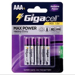 باتری چهارتایی نیم قلمی Gigacell Max Power Heavy Duty R03 1.5V AAA