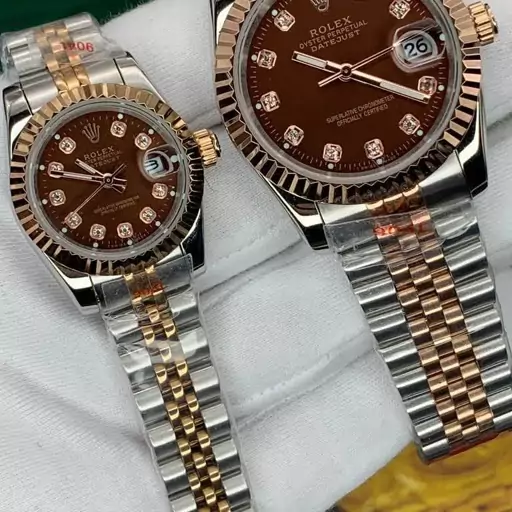 ساعت مچی ست مردانه و زنانه رولکس بند استیل مدل مشهور دیت جاست ROLEX DATEJUST 