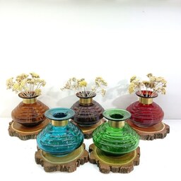 گلدان طوقدار برنجی دستساز مدل مینو گلدان رومیزی گلدان دکوری گلدان شیشه ای دستساز