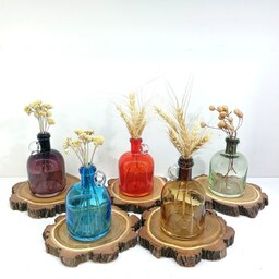 گلدان رومیزی کوچک  بطری آبلیموخوری هنر شیشه گری رنگ ثابت  صنایع دستی قزوین