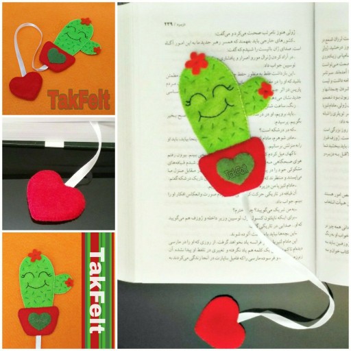 نشانگر کتاب دستدوز نمدی مدل کاکتوس - باسلام