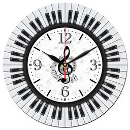 ساعت دیواری گرد مدل 1185 طرح پیانو و نت موسیقی سایز 30