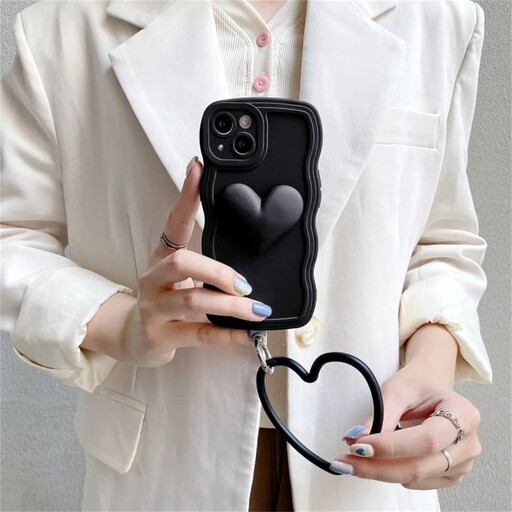 قاب سیلیکونی قلبی همراه با آویز قلبی برای گوشی آیفون iphone 14promax