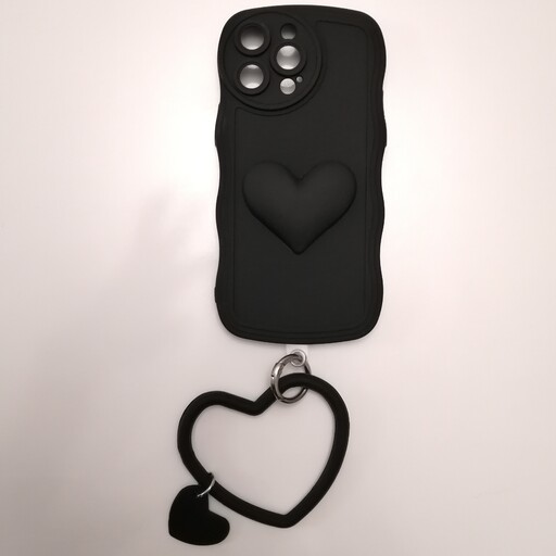 قاب سیلیکونی قلبی همراه با آویز قلبی برای گوشی آیفون iphone 14promax
