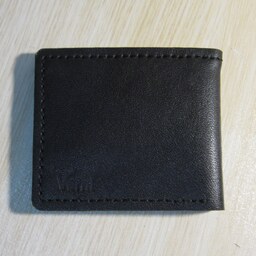 کیف پول چرم طبیعی جیبی مشکی مردانه(دو لت) دست دوز   ورنی چرم