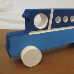 اسباب بازی چوبی ماشین اتوبوس  چرخ دار و متحرک رنگاچوب