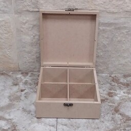 جعبه تیبگ مربع درب دار چوبی خام و بدون رنگ رنگاچوب