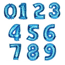 بادکنک فویلی عدد خالدار آبی (32اینچ)