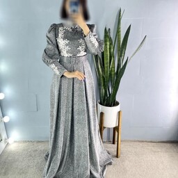 لباس مجلسی ملکه شارژمجددشیک وپوشیده جنس لمه گلس سایز36تا48