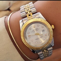 ساعت مچی زنانه رولکس Rolex صفحه نقره ای 