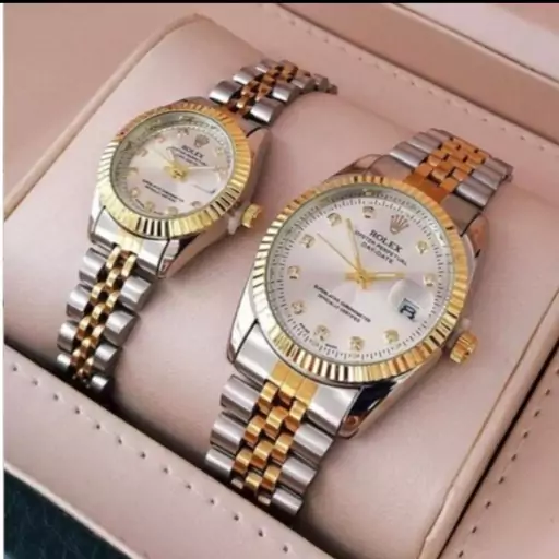 ساعت ست زنانه مردانه رولکس Rolex صفحه نقره ای 