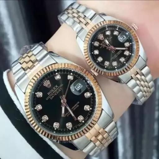 ساعت ست زنانه مردانه رولکس Rolex صفحه مشکی 