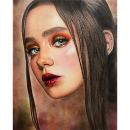 تابلو نقاشی مدادرنگی وپاستل گچی طرح دختر زیبا