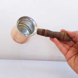 قهوه جوش (شیر جوش) متوسط 4 کاپ دسته چوبی جدید 