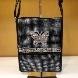 کیف نگین دار طرح پروانه
