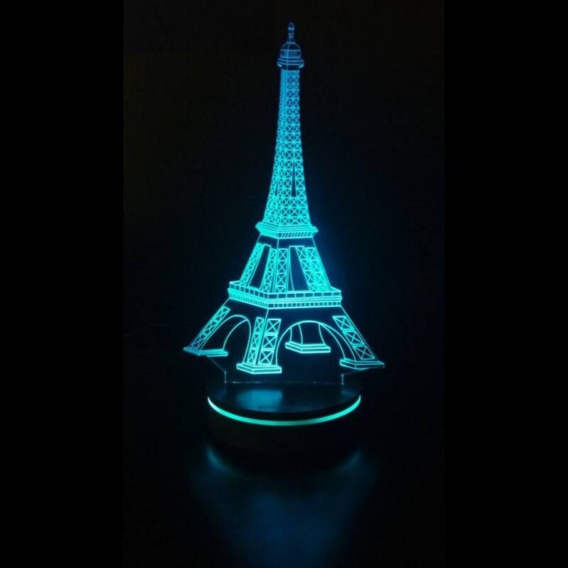 چراغ خواب سه بعدی طرح برج ایفل 16 رنگ ریموت دار