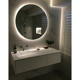 آینه بک لایت رنگ سیلور(سفید) قطر 130 سانتی متر با نور سفیدطبیعی و آفتابی 