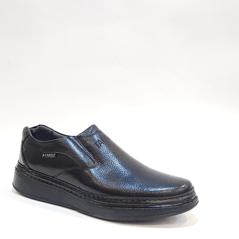 کفش مردانه اسپرت راحتی کلارک بی بند چرم طبیعی مشکی کد214