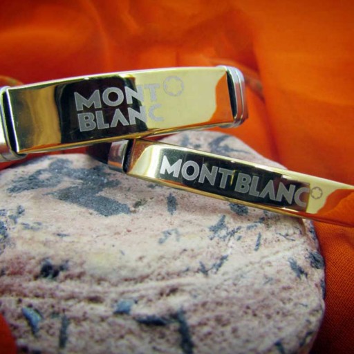 ست دستبند چرم با پلاک استیل رنگ ثابت طرح مونت بلانک مدل 4066