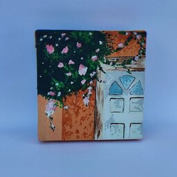 بوم انگشتی دیوار کوب (نقاشی اکریلیک) مدل نقاشی سنتی کوچه و گل , سایز کوچک ,یک عددی 