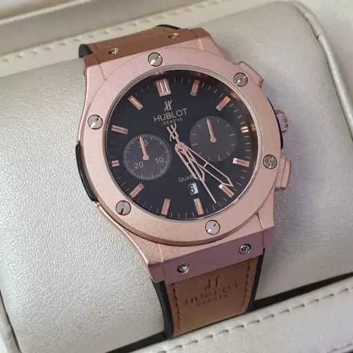 ساعت مچی مردانه و پسرانه هابلوت بند چرمی Hublot 