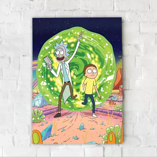 تابلو شاسی مدل ریک و مورتی Rick and Morty سایز 10 در 14 کد 23