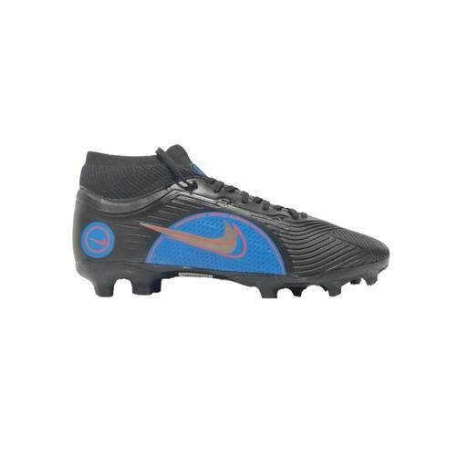 کفش فوتبال نایک مردانه مدل مرکوریال رنگ مشکی ساقدار مناسب برای چمن طبیعی و مصنوعی 