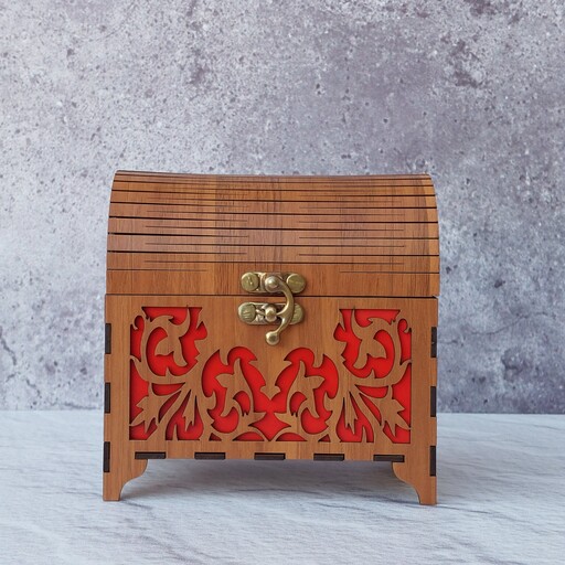 جعبه جواهر  اکسسوری کادویی چوبی mdf  مدل صندوقچه ای سایز چهار در رنگ های مختلف