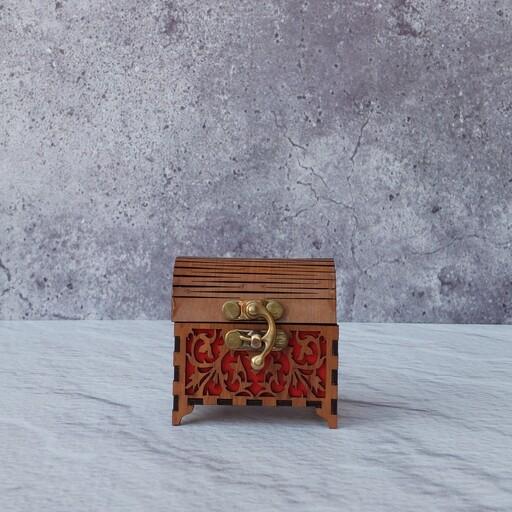 جعبه جواهرات اکسسوری کادویی مدل صندوقچه ای چوبی mdf سایز 1