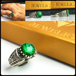 انگشتر توپاز سبز الماس تراش اصلی رکاب مارکازیت چنگی
