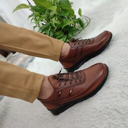 کفش مردانه بندی چرم گاوی کفش طبی مردانه  کفش چرم طبیعی مردانه کفش جوان پسند کفش چرم کفش اسپرت کتونی مردانه