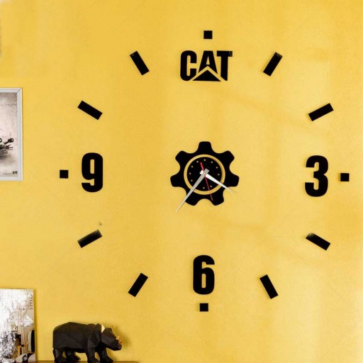 ساعت دیواری فانتزی طرح CAT جنس چوب مشکی
