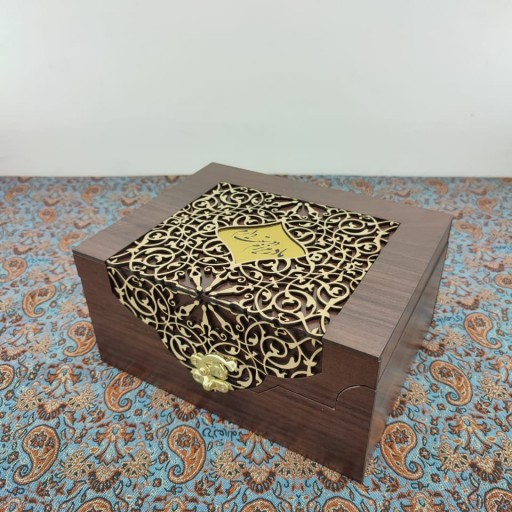 جعبه تی بگ و دمنوش چوبی پزیرایی طرح گل