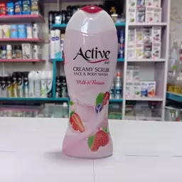 شامپو صورت و بدن اکتیو سافت اسکراب - Active soft  تمشک و شیر 400 میل